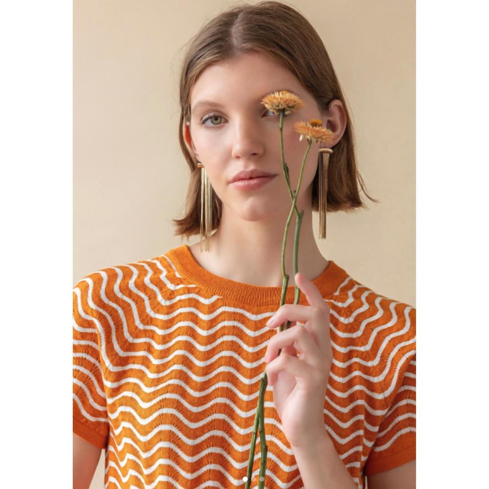 NEW LILLA P wave stitch sweater in marigold wave - Picture 3 of 4